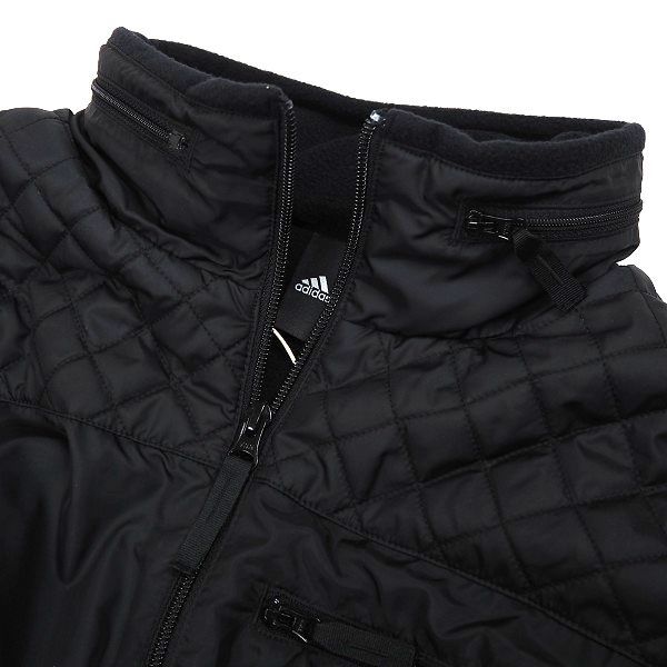 P940 新品 adidas アディダス ３ストライプス 裏起毛 2WAY フルジップ ウーブン ジャケット ウインドブレーカー ゴルフ 2XL ブラック_画像9