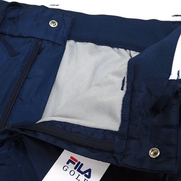 P902 新品 FILA GOLF フィラ ゴルフ 中綿 ゴルフパンツ 裾ドローコード ウエストストレッチ 撥水加工 M ネイビー_画像4