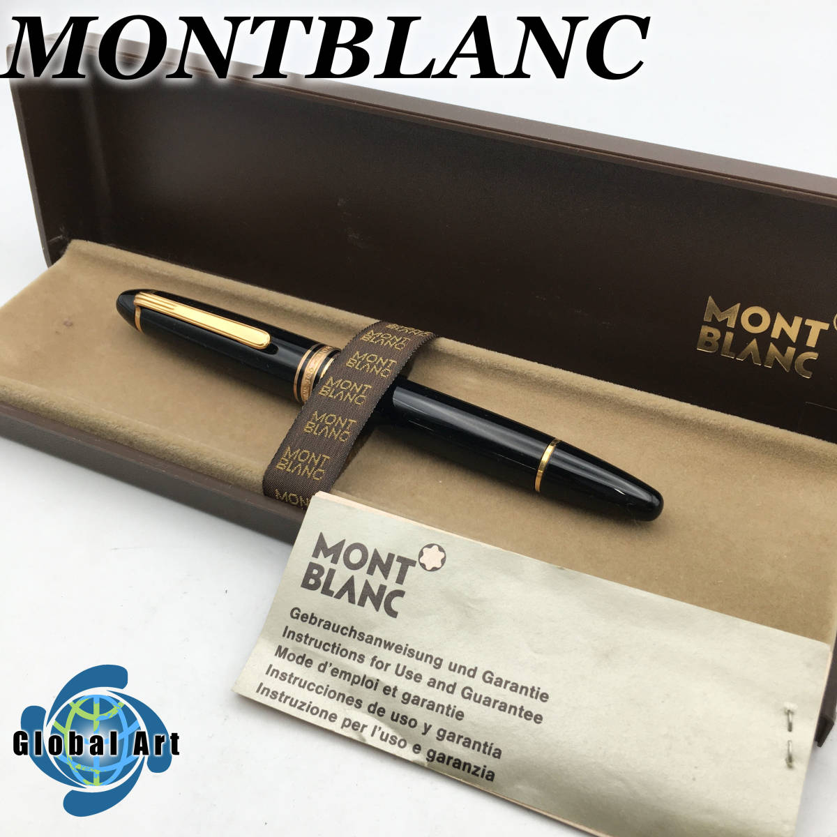 ★D12209/MONTBLANC モンブラン/万年筆/マイスターシュテュック №146/ペン先 4810 14C 585/ブラック×ゴールド/箱付_画像1