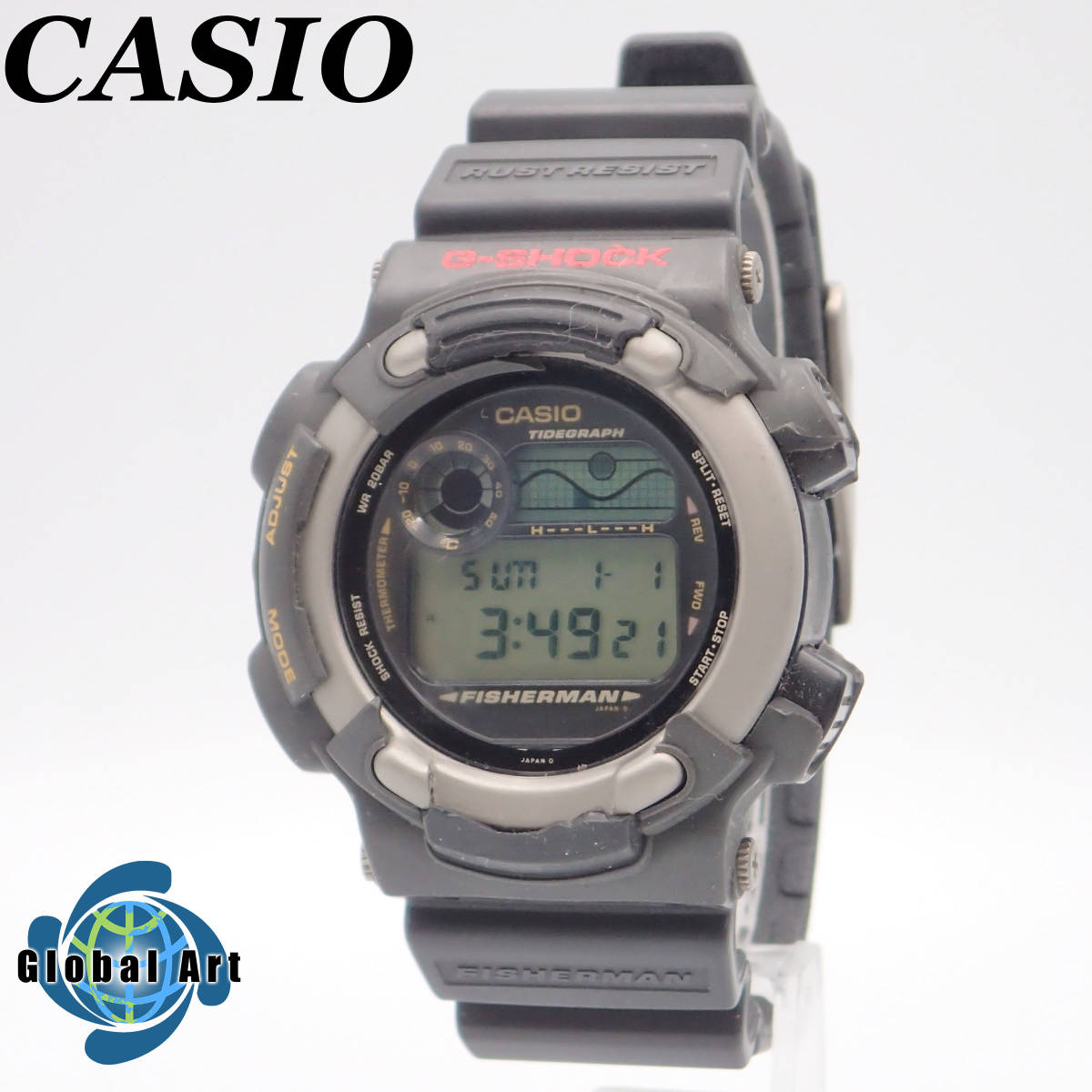う12106/CASIO カシオ/G-SHOCK/フィッシャーマン/クオーツ/メンズ腕時計/チタン/ブラック/DW-8600/ケース破損_画像1
