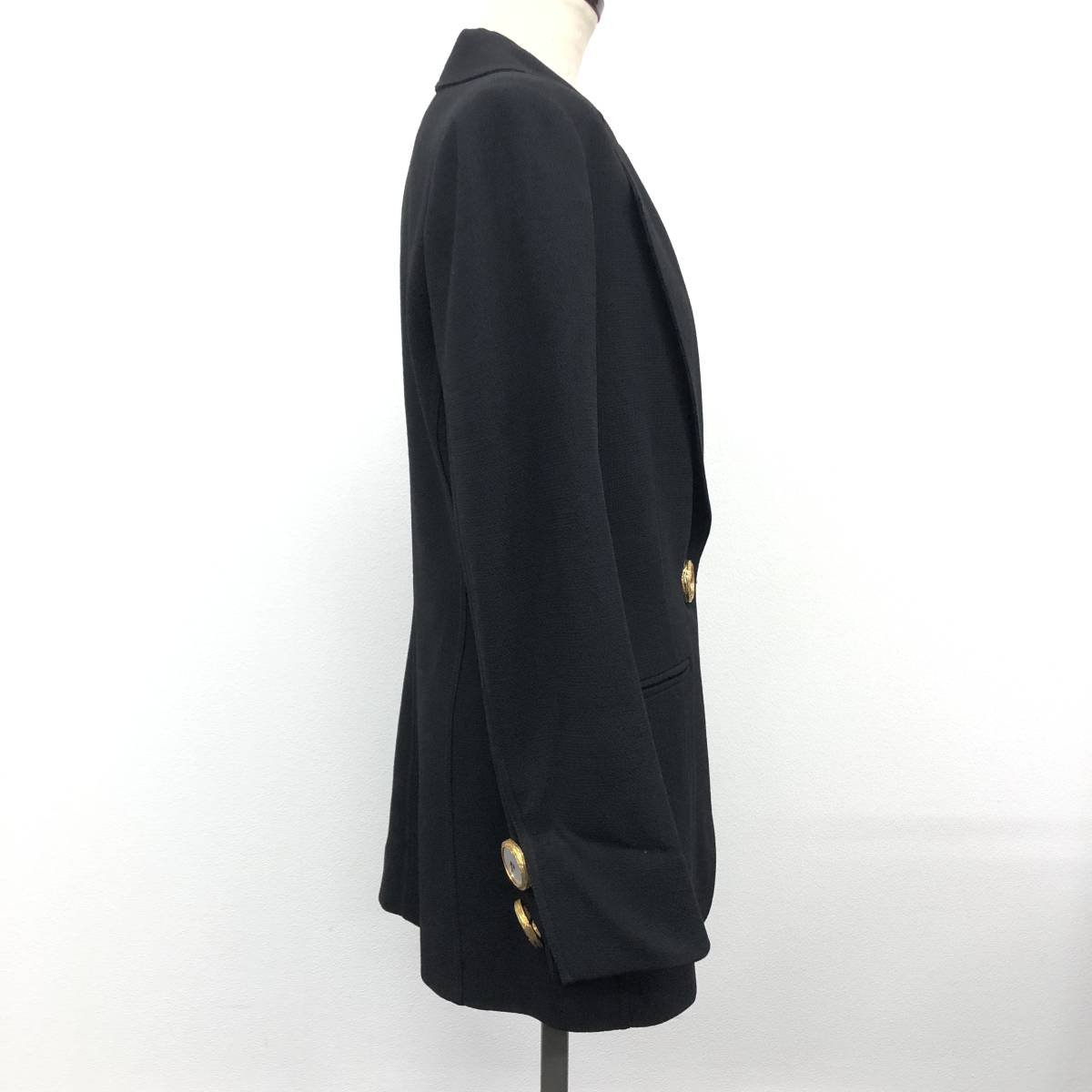 ●1D170【美品】Christian Dior クリスチャンディオール/ジャケット/襟付き/ウール/毛/100%/ゴールドボタン/ブラック/黒/レディース_画像3