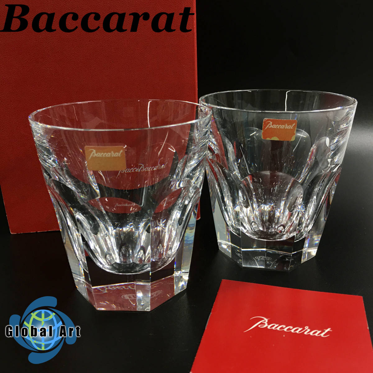 ★E01389【未使用保管品】Baccarat バカラ/ペア ロックグラス/タンブラー/アルクール/高さ 約9.7㎝/クリスタルガラス/ひび割れ有_画像1