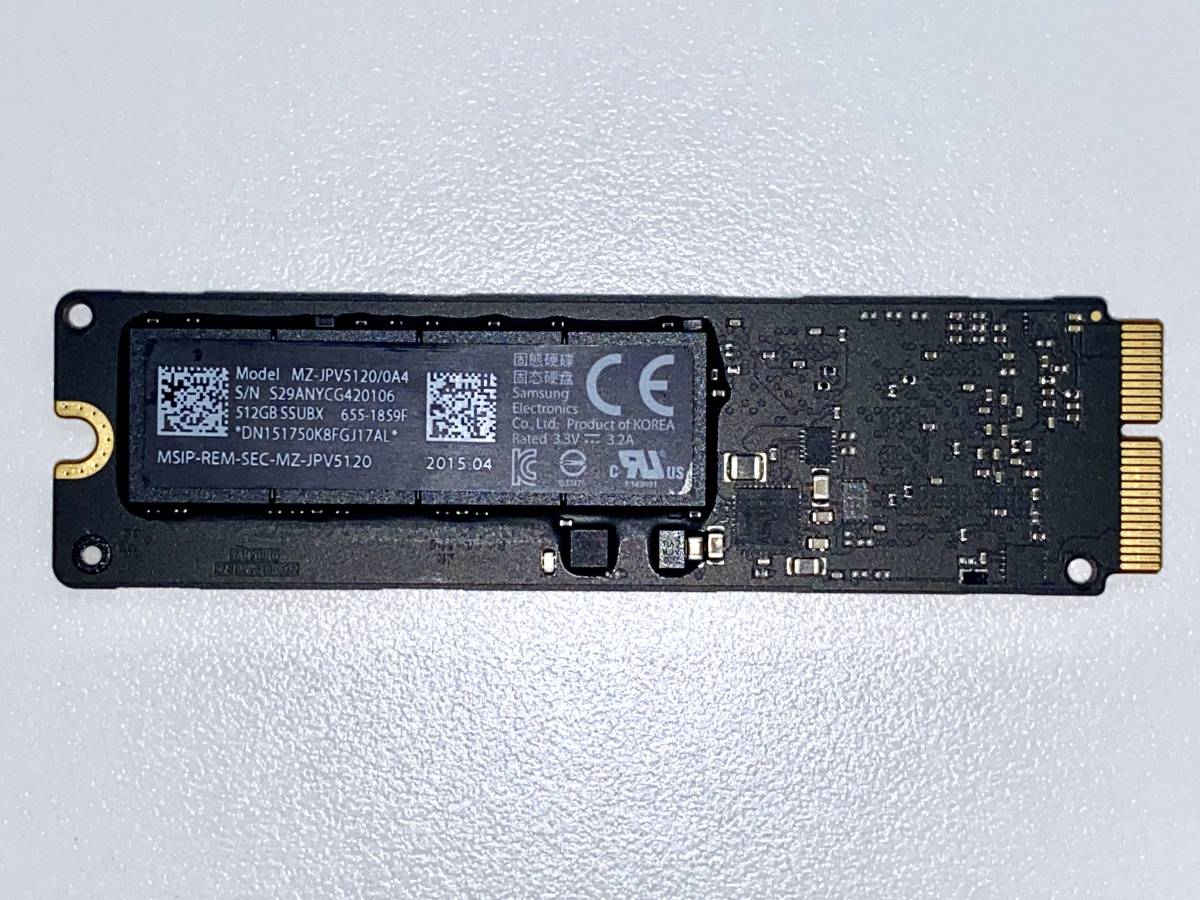 Apple純正 動作保証 高速版 512GB PCIe SSD MacBook Pro Air MacPro,mini Late2013 2014 2015(Air 2017)Samsung製の画像1