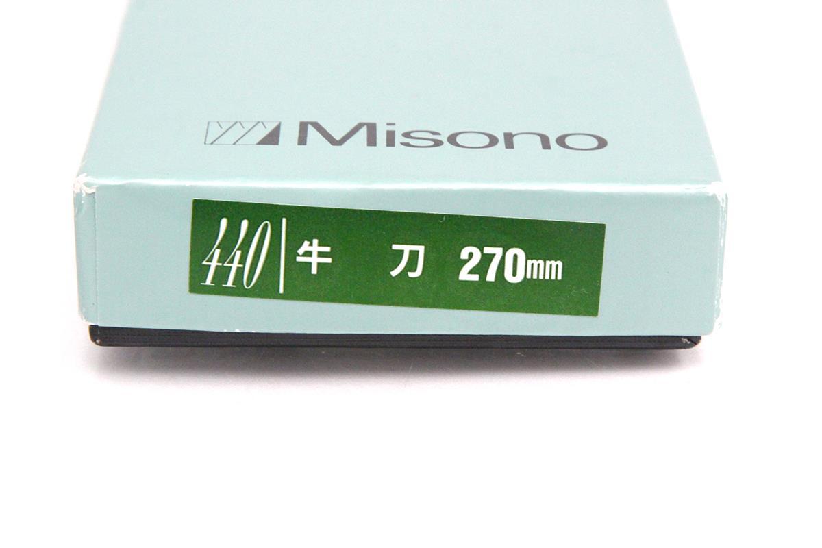 極美品｜ミソノ 440シリーズ 牛刀 洋包丁 270mm モリブデン鋼 鍔付き柄 外箱付 λA6548-2L2Aの画像6