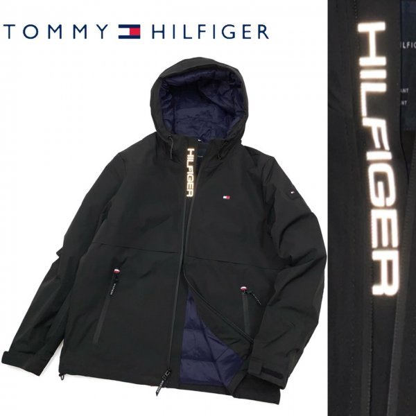 TOMMY HILFIGER トミーヒルフィガー 防寒 防水 シーム加工 高級ソフトシェル リフレクター ジャケット 黒 M_画像1