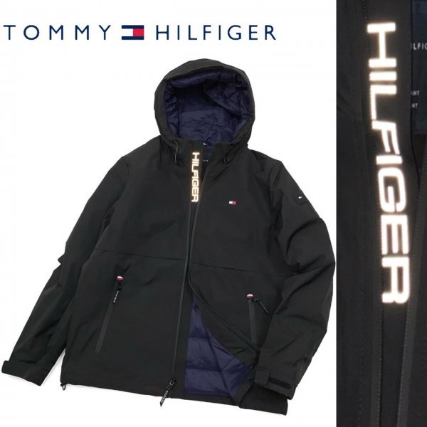 ☆新品☆TOMMY HILFIGER トミーヒルフィガー 防寒 防水 シーム加工 高級ソフトシェル リフレクター ジャケット 黒 XL_画像1