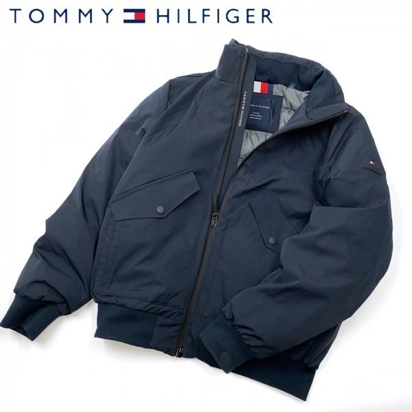 ★新品★TOMMY HILFIGER トミーヒルフィガー MA-1 防水 シーム加工 厚手 フード付 ボンバージャケット 紺 M_画像1