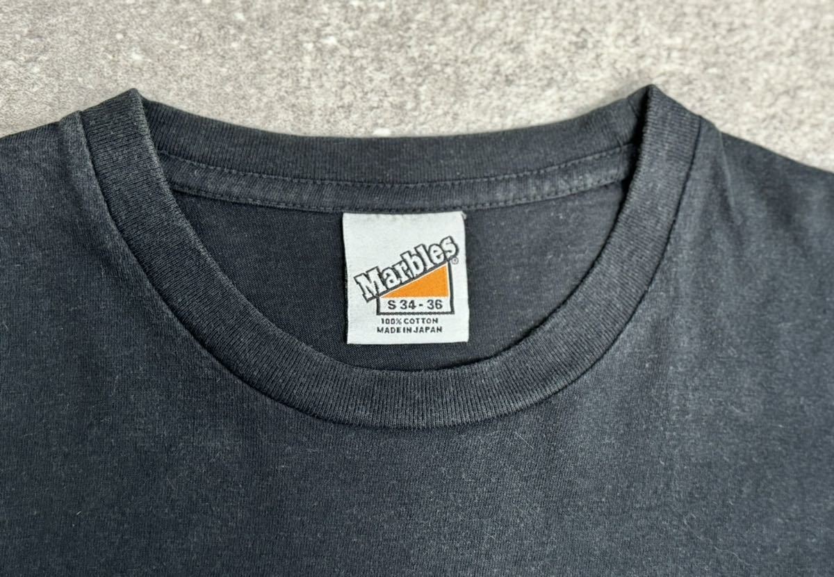 MARBLES ヴィンテージ 加工 ロゴ プリント Tシャツ S マーブルズ USA仕様 シングルステッチ コットン 100% 日本製 雰囲気 抜群 フェード_画像6