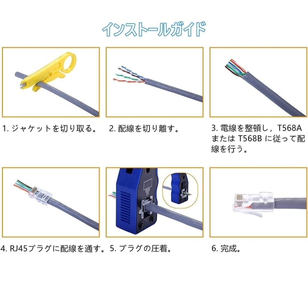 インターネット RJ45コネクタ LANケーブル用 1000Mbps対応