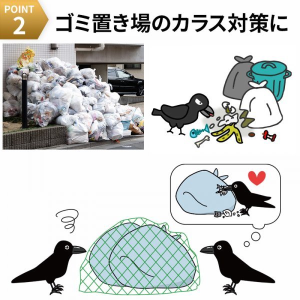 鳥よけネット 防鳥 網 防除 ネット グッズ ベランダ 5m×10m ゴミ ごみ カラスよけ 果樹 家庭菜園 鳥害対策 畑 防獣 アニマル 侵入防止 猫_画像3