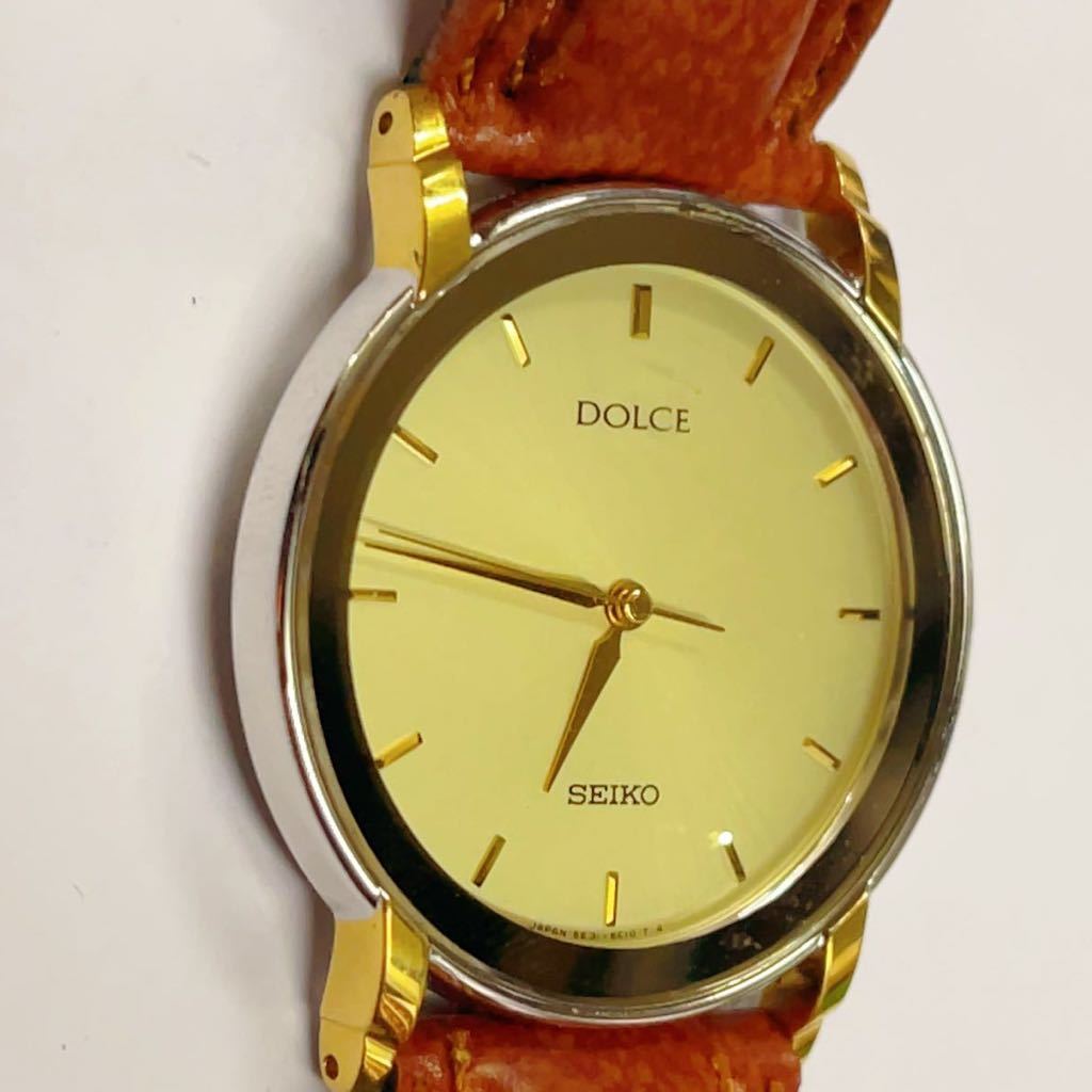 美品 SEIKO DOLCE メンズ腕時計 クォーツ アイボリー 文字盤 5E31-6C10稼働品_画像4