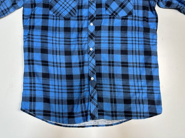 ☆US古着 QUIKSILVER クイックシルバー ネルシャツ チェック柄 ブルー青×ブラック黒【L】コットン　　　　　　　◆4252◆_画像7