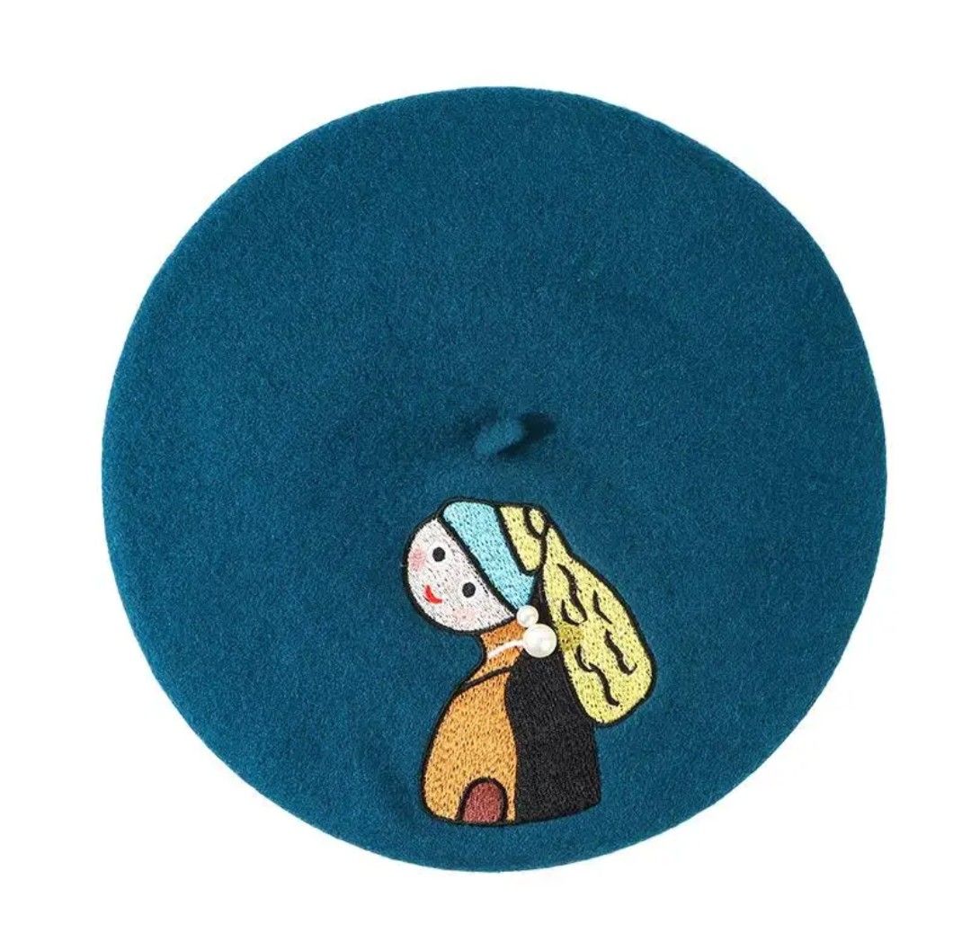 【送料無料・匿名配送】新品未使用品 真珠の耳飾りの女性 ブルー ベレー帽 ダークブルー