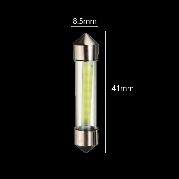 T10×41mm ガラス管型 COB LED 白(ホワイト) 4個セット マップランプ カーテシランプ ラゲッジランプ ライセンスナンバー灯の画像2