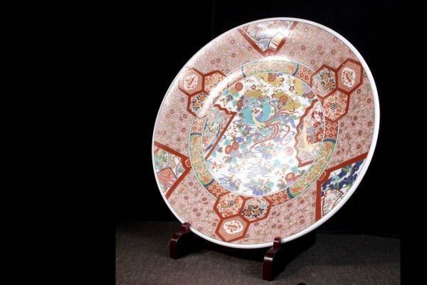 。◆錵◆ 古美術品 有田焼 舞右衛門造 鳳凰草花図大皿 特大107cm 皿立付 伝統工芸美術 唐物骨董 [O177]OQd/22.5廻/YS/(H)_画像2