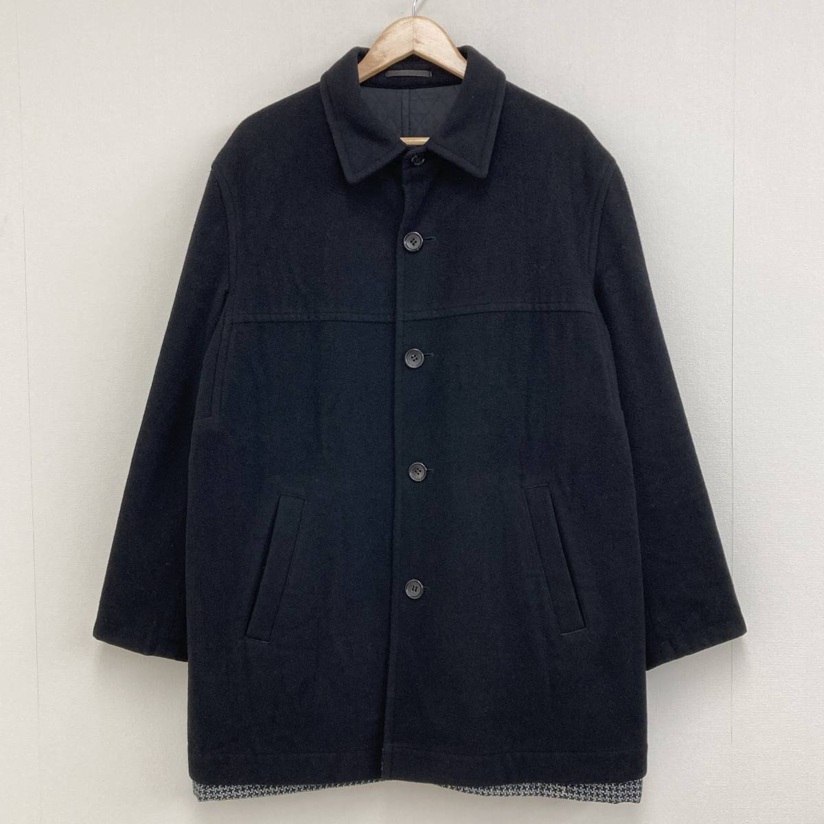 キルティング AD1995 コムデギャルソンオム 裾 千鳥格子 リバーシブル メルトン ウール コート HOMME 90s VINTAGE archive 3110394