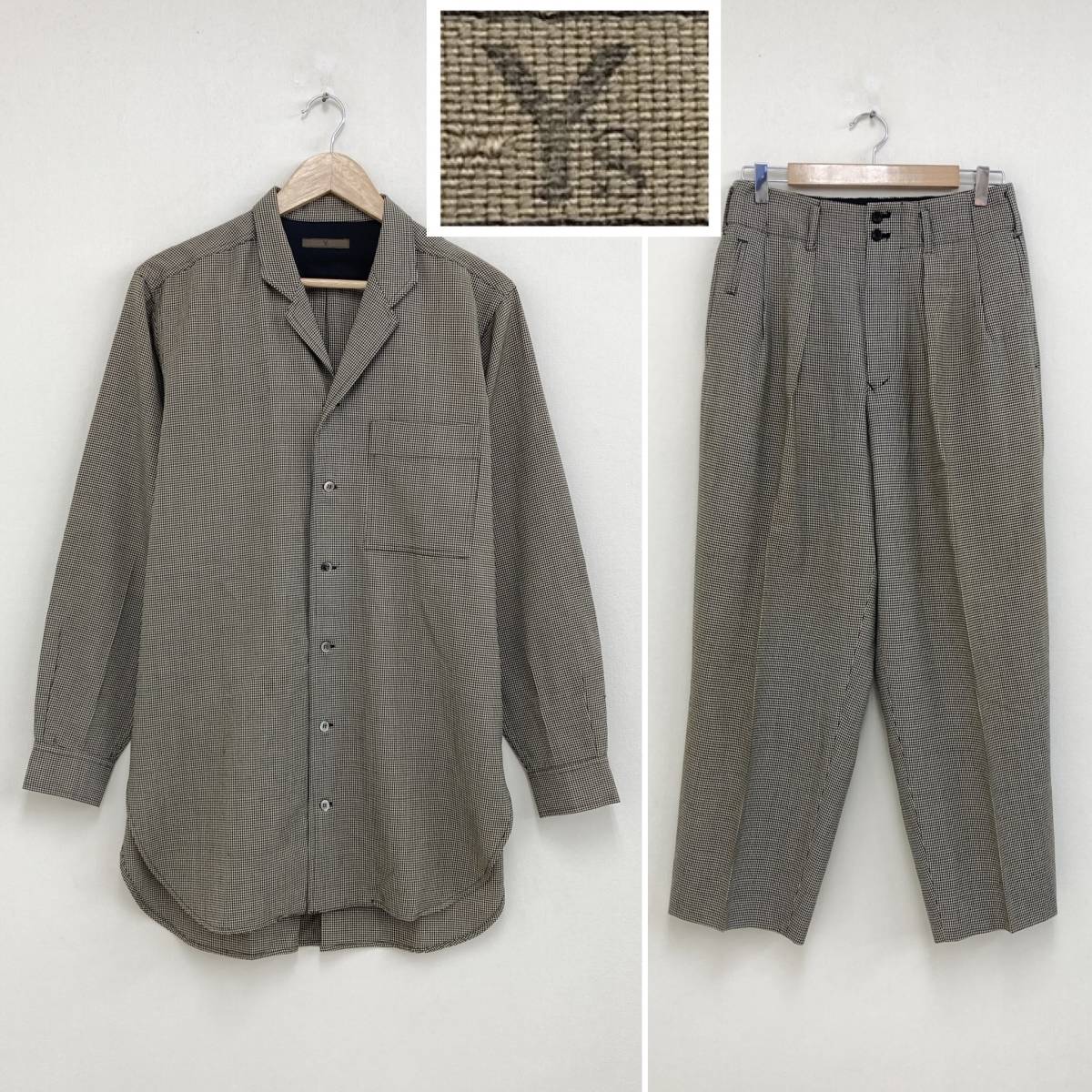 90s Y's ワイズ 千鳥格子 ウール セットアップ シャツ ジャケット スラックス Ys Yohji Yamamoto ヨウジヤマモト VINTAGE archive 3050135_画像1