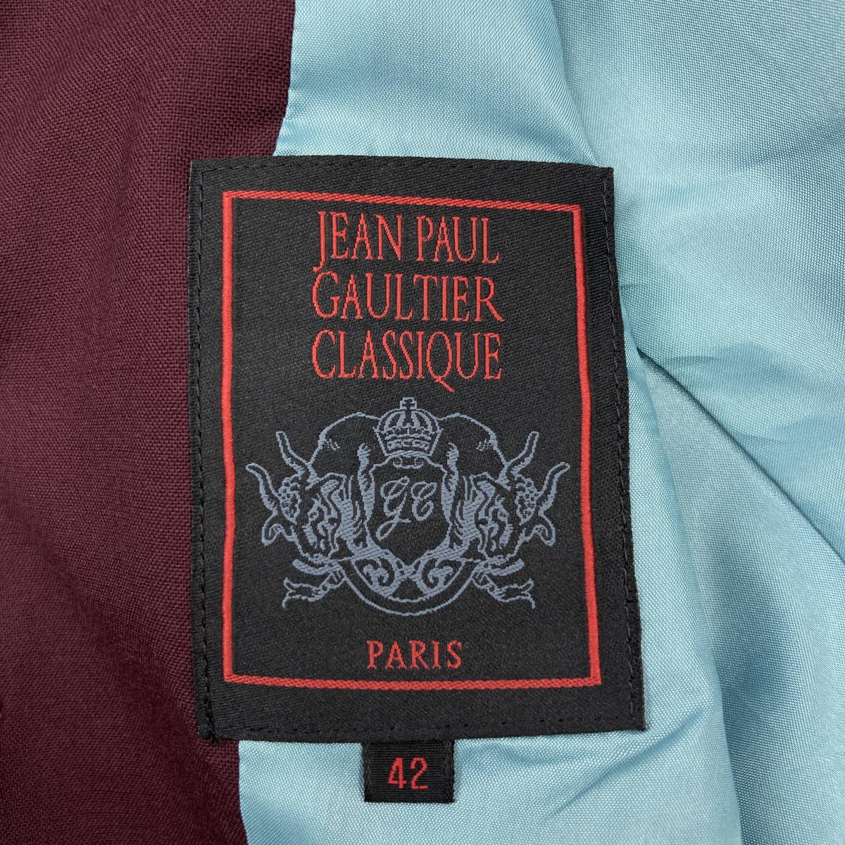 90s Jean Paul GAULTIER CLASSIQUE テーラードジャケット ワインレッド 42サイズ ジャンポールゴルチエ ブルゾン VINTAGE archive 3120351_画像5