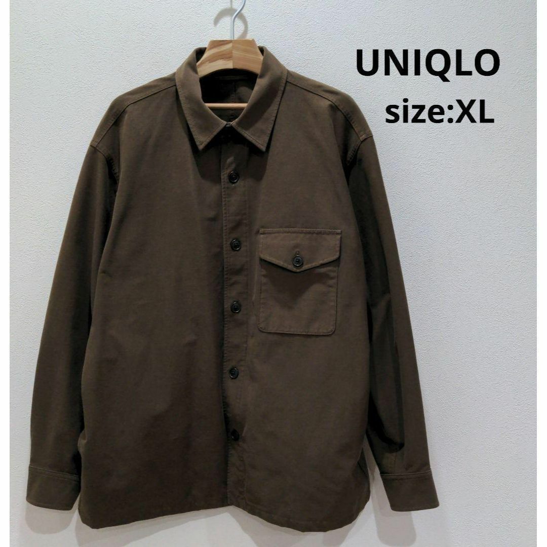 UNIQLO ユニクロ オーバーサイズ シャツジャケット ブラウン XL メンズ_画像1