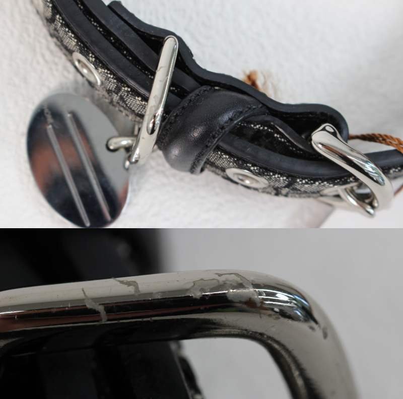 ◆現状品◆ COACH コーチ FS4003 M BK/WT MINSING DOG COLLAR 犬の首輪 Mサイズ (2830959)_メダルがついている金具にメッキ剥がれあり