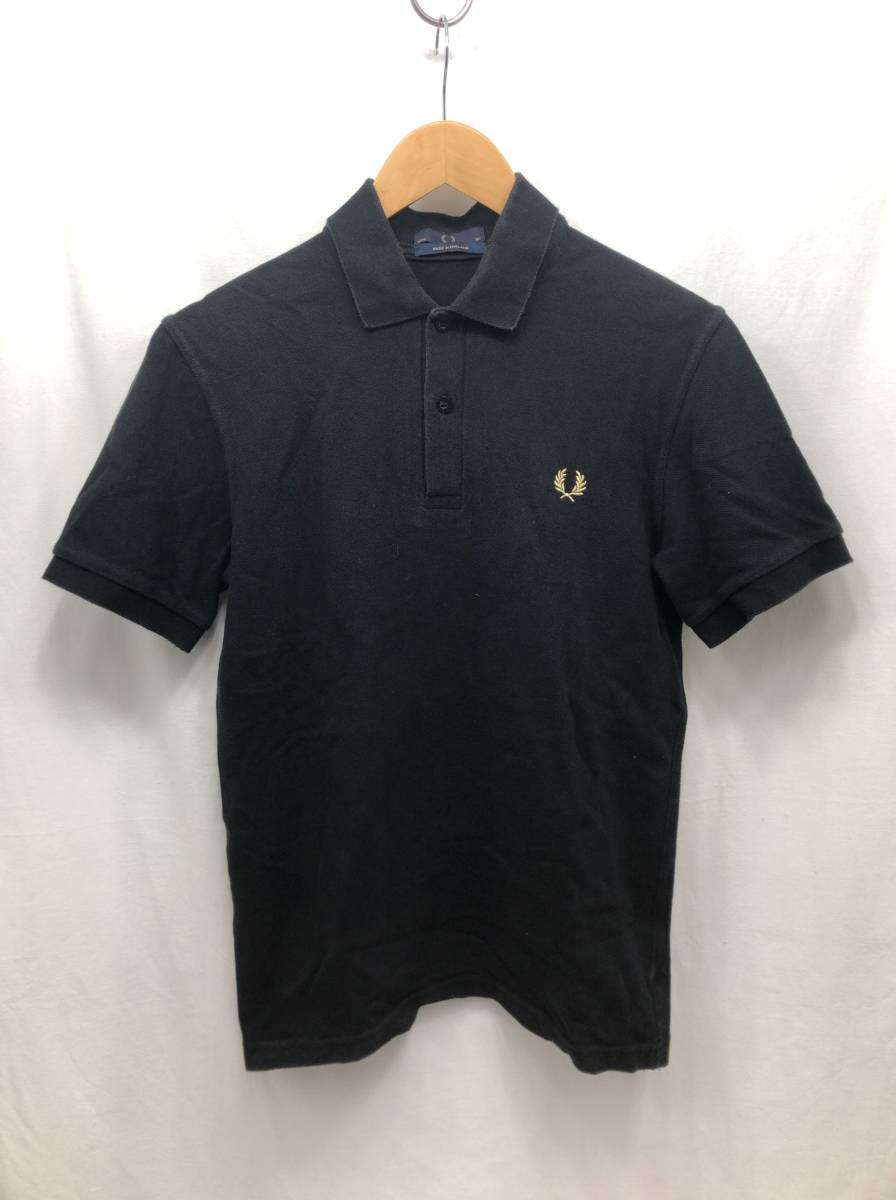 FRED PERRY イングランド製 半袖 ポロシャツ 36 ブラック フレッドペリー 24012602_画像1