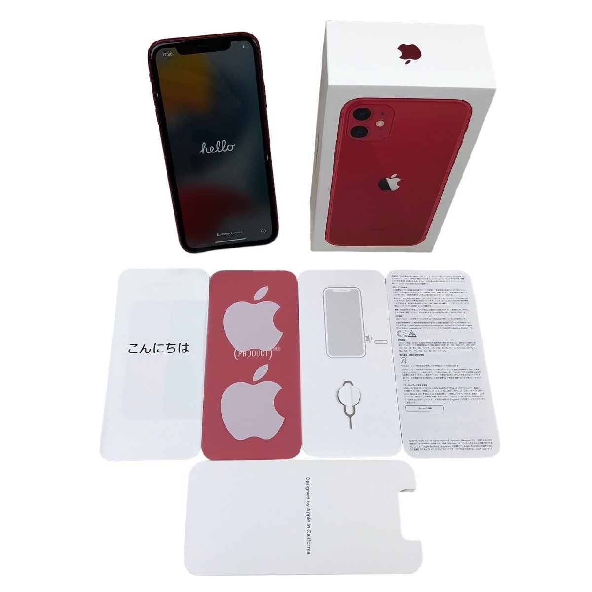 USED Apple au iPhone11 MWM32J/A A2221 15.6.1 128GB 〇 PRODUCT(RED) バッテリー最大容量100％ SIMロックなし 動作確認 初期化済 箱付 赤