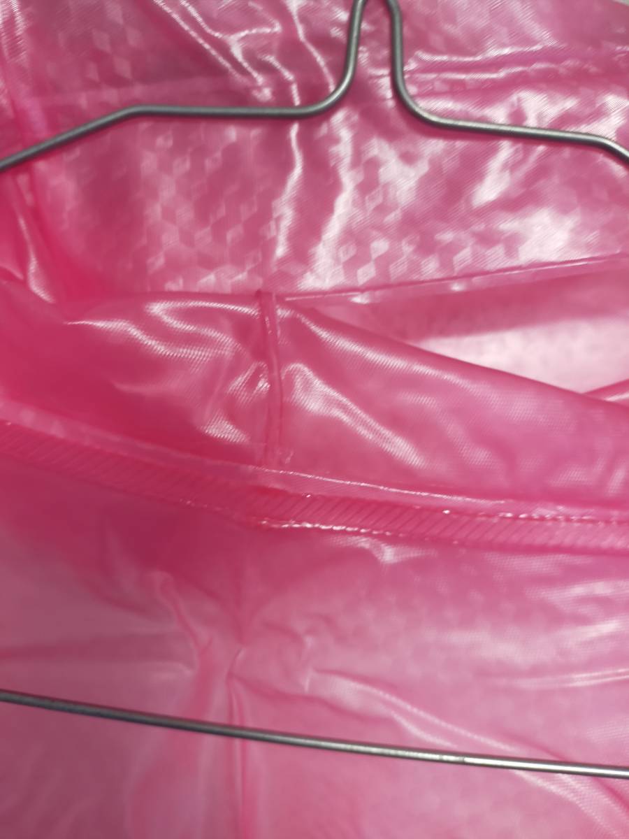 ピンク色　ビニール合羽　上下セット　半透明桃色　レインスーツ　レインコート　ズボン_画像8