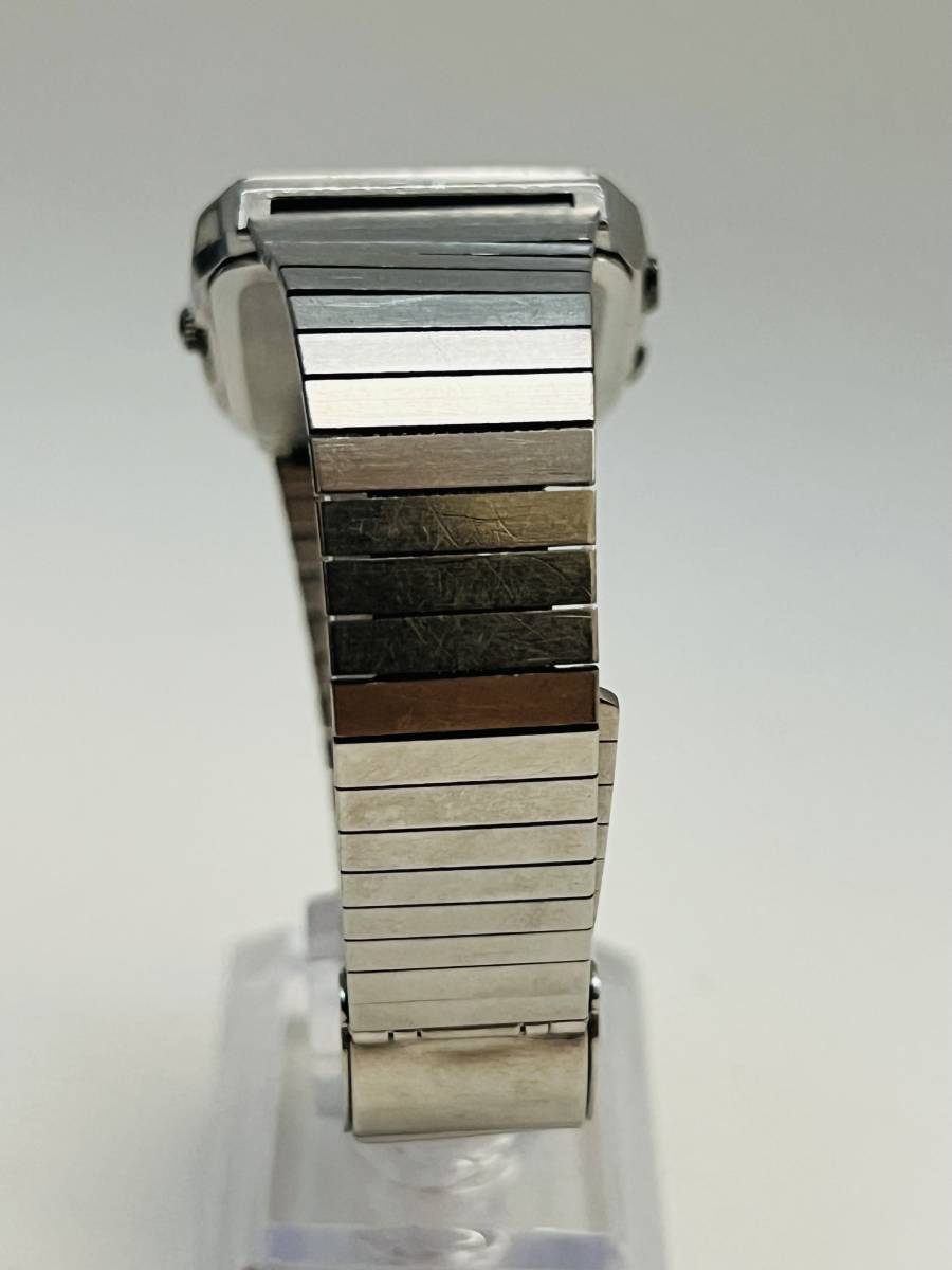 動作未確認　SEIKO セイコー H357-5000 アナデジ 文字盤 3針 クォーツ スクエア 腕時計 ウォッチ シルバー系 メンズ ヴィンテージ_画像4