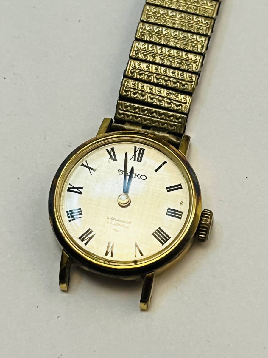 動作 SEIKO セイコー special スペシャル レディース 腕時計 23石 手巻き 1140-0090 ゴールド文字盤 ベルト切の画像1