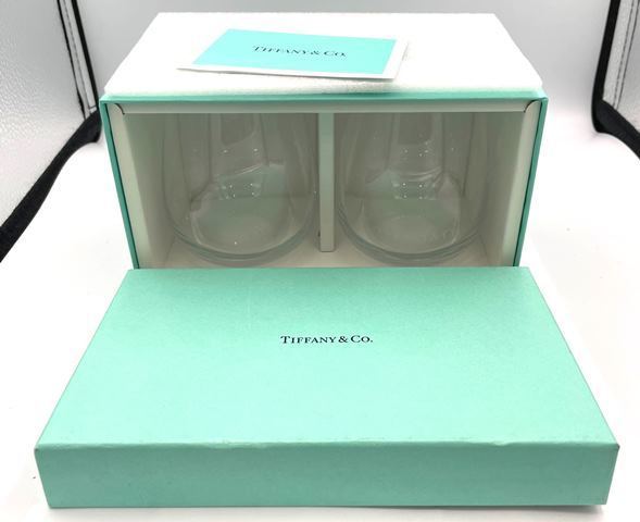 □H75348:TIFFANY&Co ティファニー TCO タンブラー ペアグラス ガラス 食器 中古　2客セット_画像1