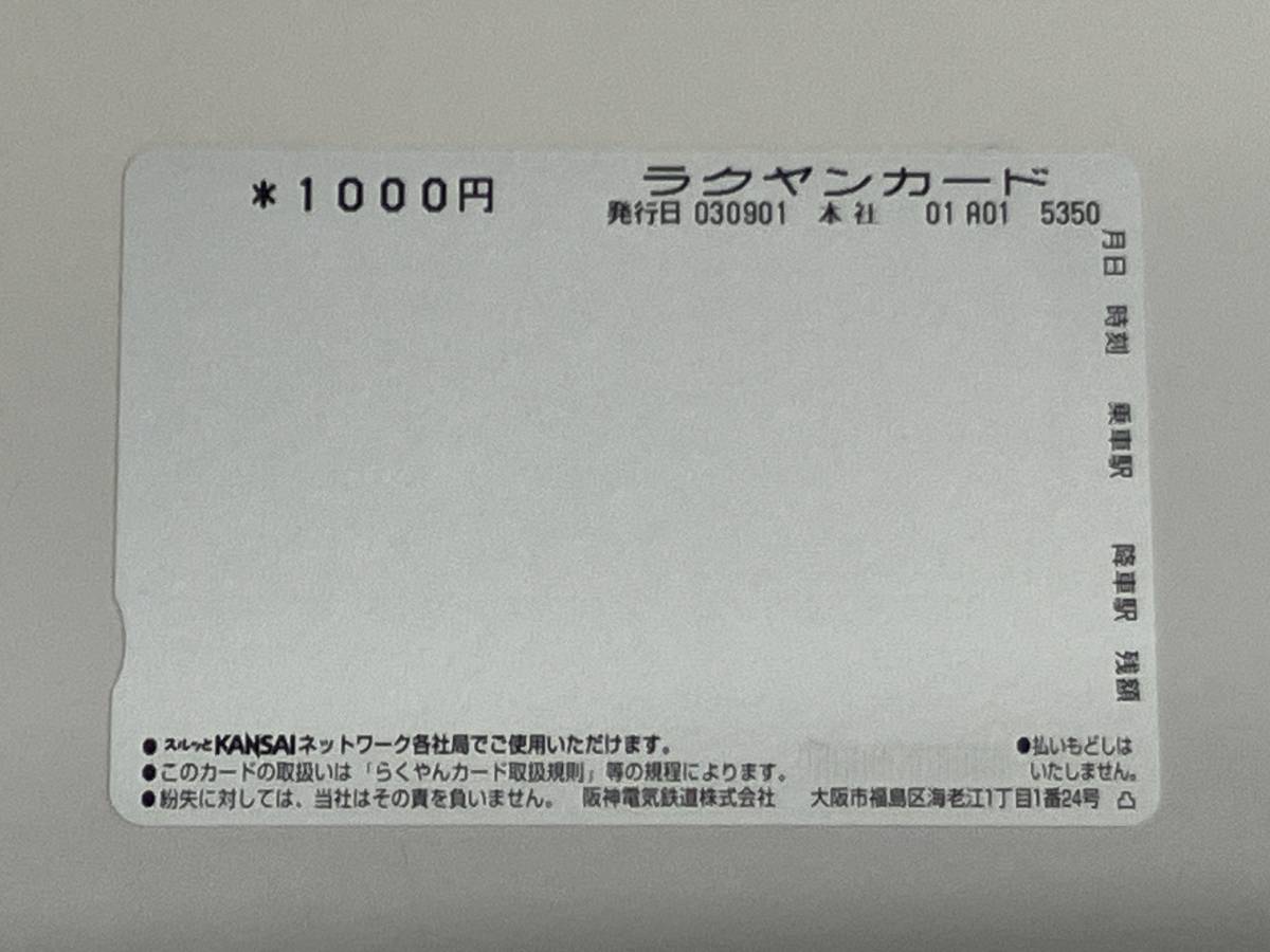0117K02 未使用 2003年 阪神タイガース セントラルリーグ 優勝記念 ラクヤンカード 1000円 2枚 台紙付き_画像5
