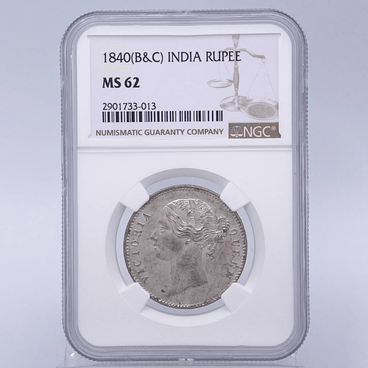 ★1円～★ MS62 1840B＆C 英領インド ヴィクトリア女王 1ルピー NGC イギリス 英国 銀貨 金貨 古銭 世界 アンティーク コイン 硬貨 13_画像3