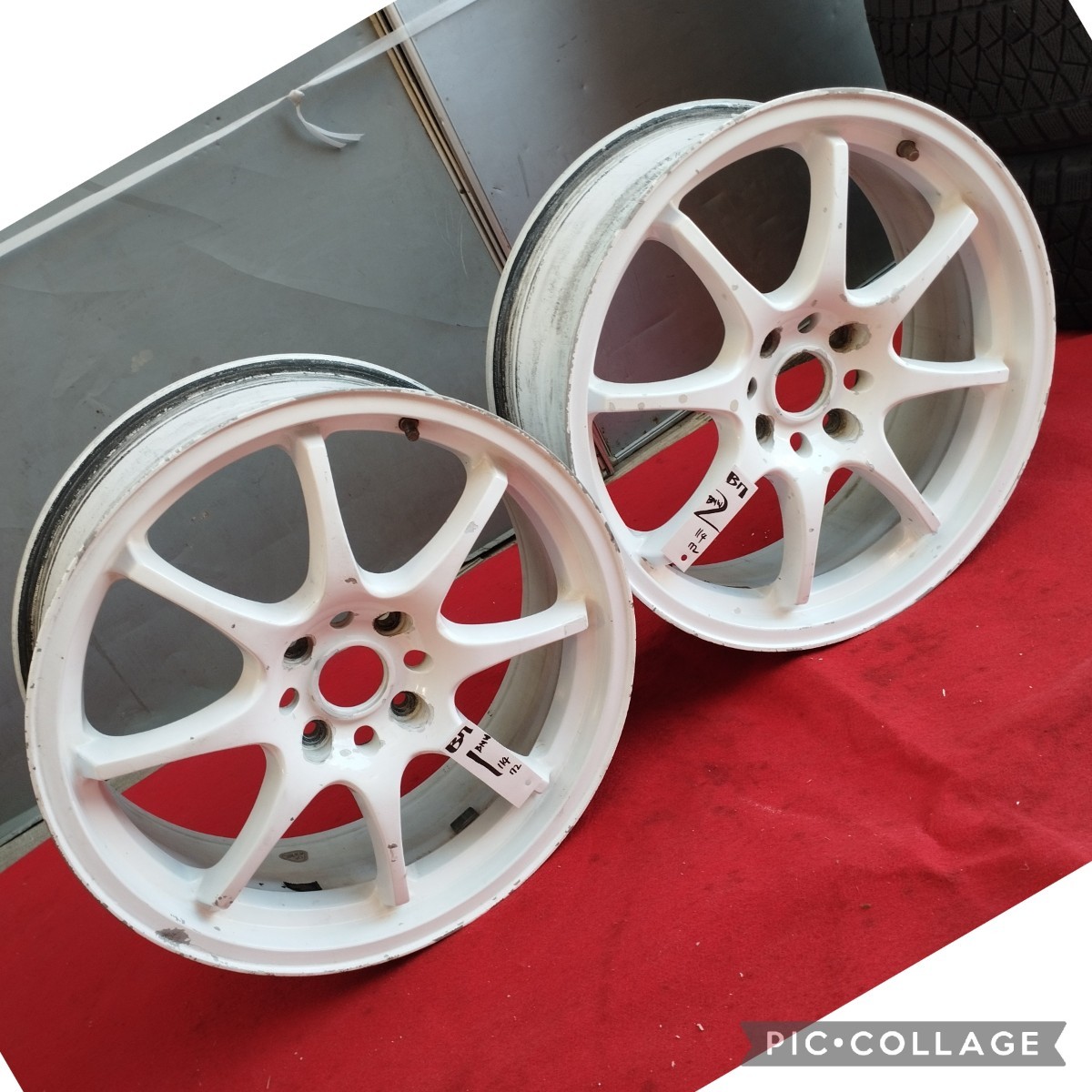 社外アルミホイール 18インチ 7.5J ＋42 4H 4穴 PCD114.3 ホイールのみ２本セット シルビア 180SX セフィーロ ローレル_画像1