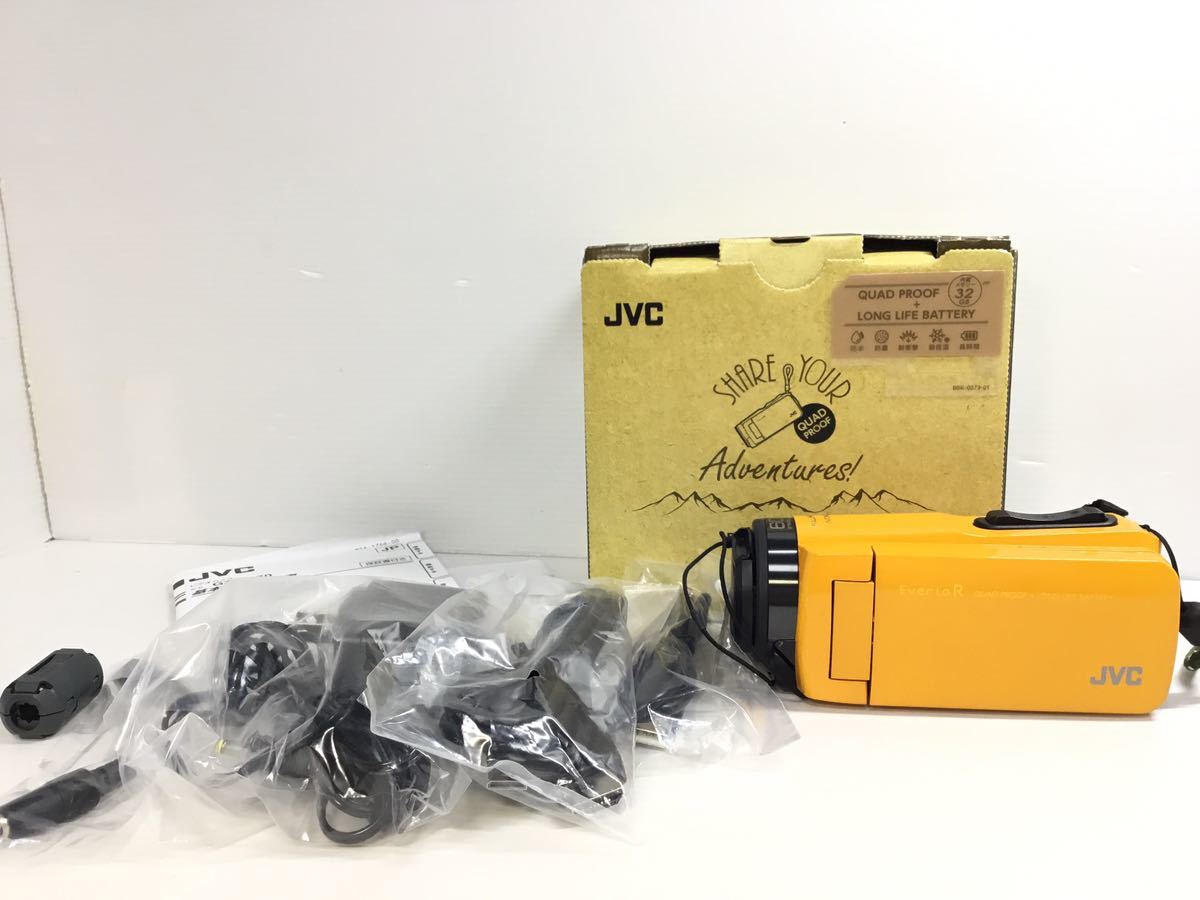 [K-2024]JVCケンウッド GZ-R470☆ビデオカメラ Everio R イエロー 防水 防塵 32GB★動作確認済み 取説.備品.箱付き 売り切り♪の画像1