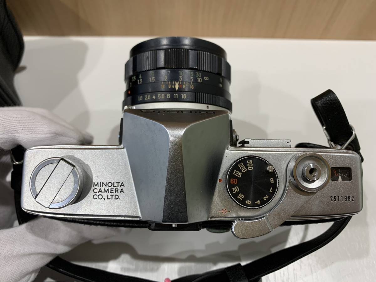 minolta カメラ ミノルタ SR-1 本体+ケース+レンズ(ROKKOR-PF / 1:1.8 / f=55mm) アンティーク 動作未確認_画像4