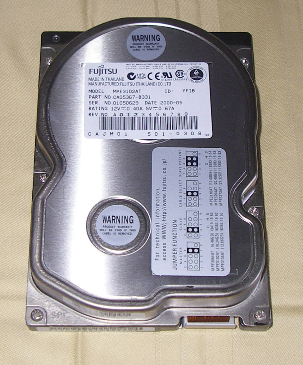 ★FUJITSU MPE3102AT HDD 10GB DRIVE ATA 40pin★OK!!★_画像1