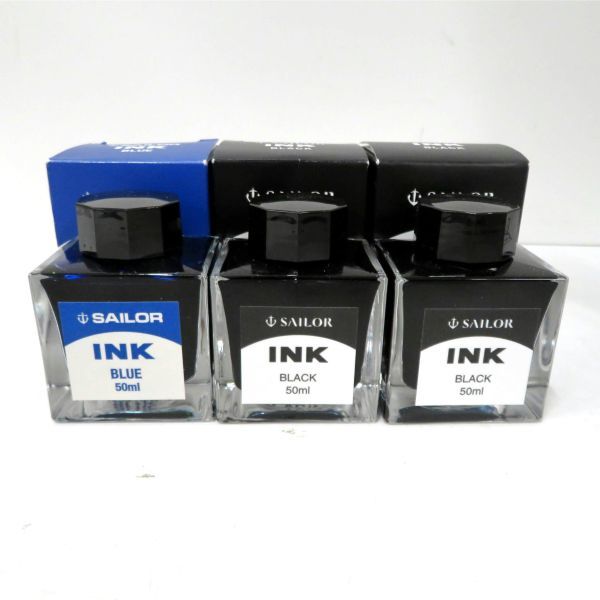 未使用保管品 SAILOR/セーラー 万年筆用 ボトルインク ブラック/ブルー/ブルーブラック 50ml 6個セット_画像2