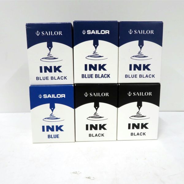 未使用保管品 SAILOR/セーラー 万年筆用 ボトルインク ブラック/ブルー/ブルーブラック 50ml 6個セット_画像1