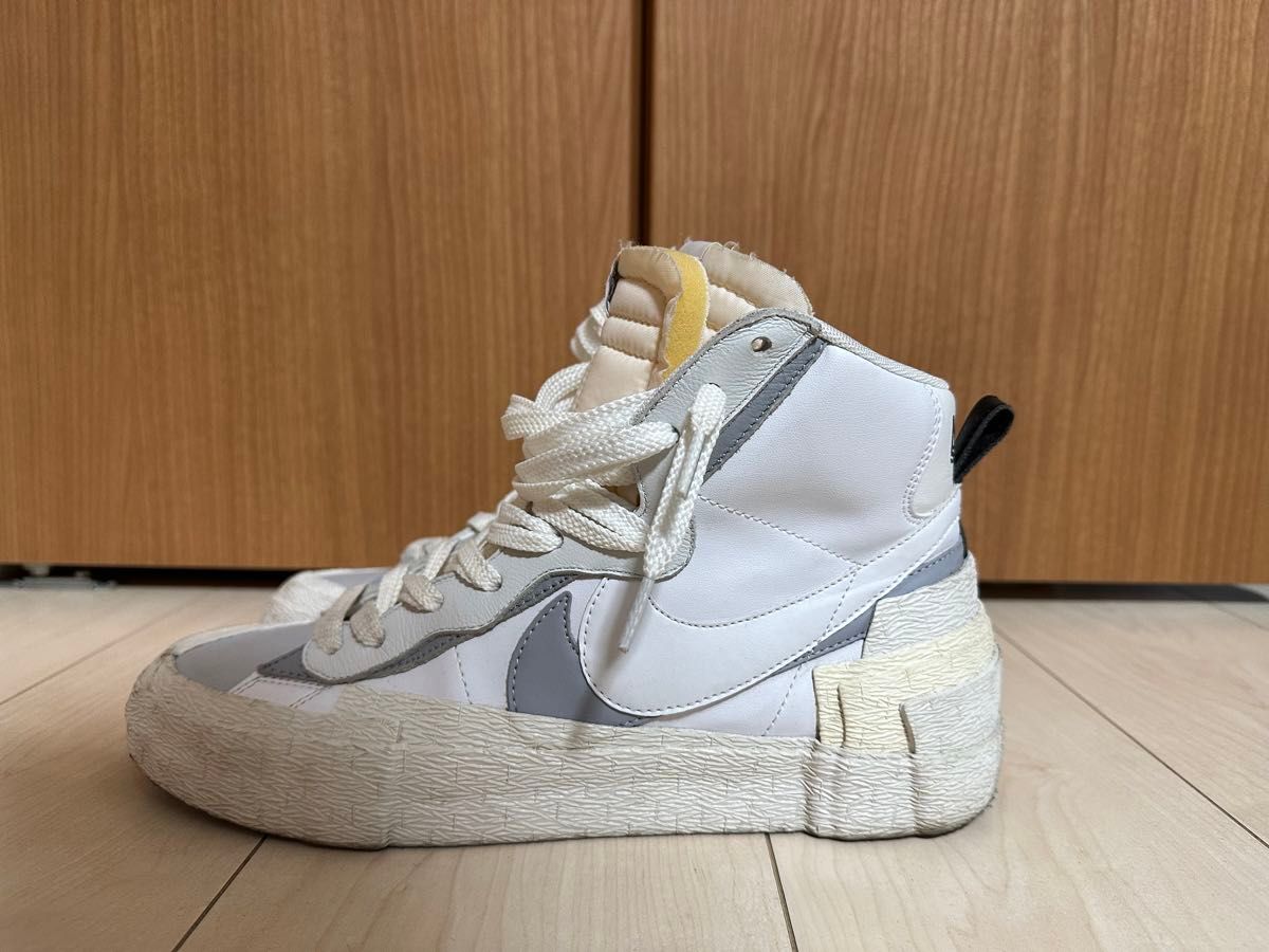 箱無し　sacai × NIKE BLAZER MID WHITE / WOLF GREY　27.5