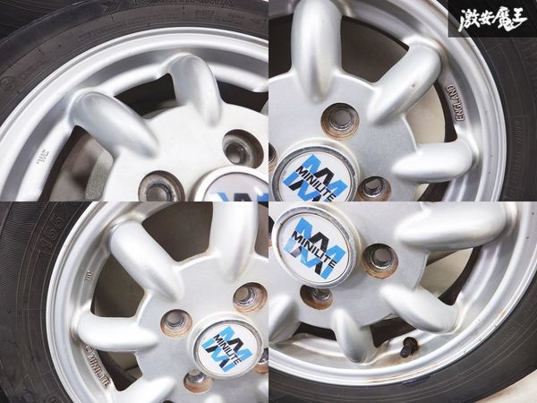 スバル純正 MINILITE ミニライト シルバー 13インチ 4J +45 4穴 PCD100 155/65R13 4本 ヴィヴィオ プレオ R1 R2_画像8