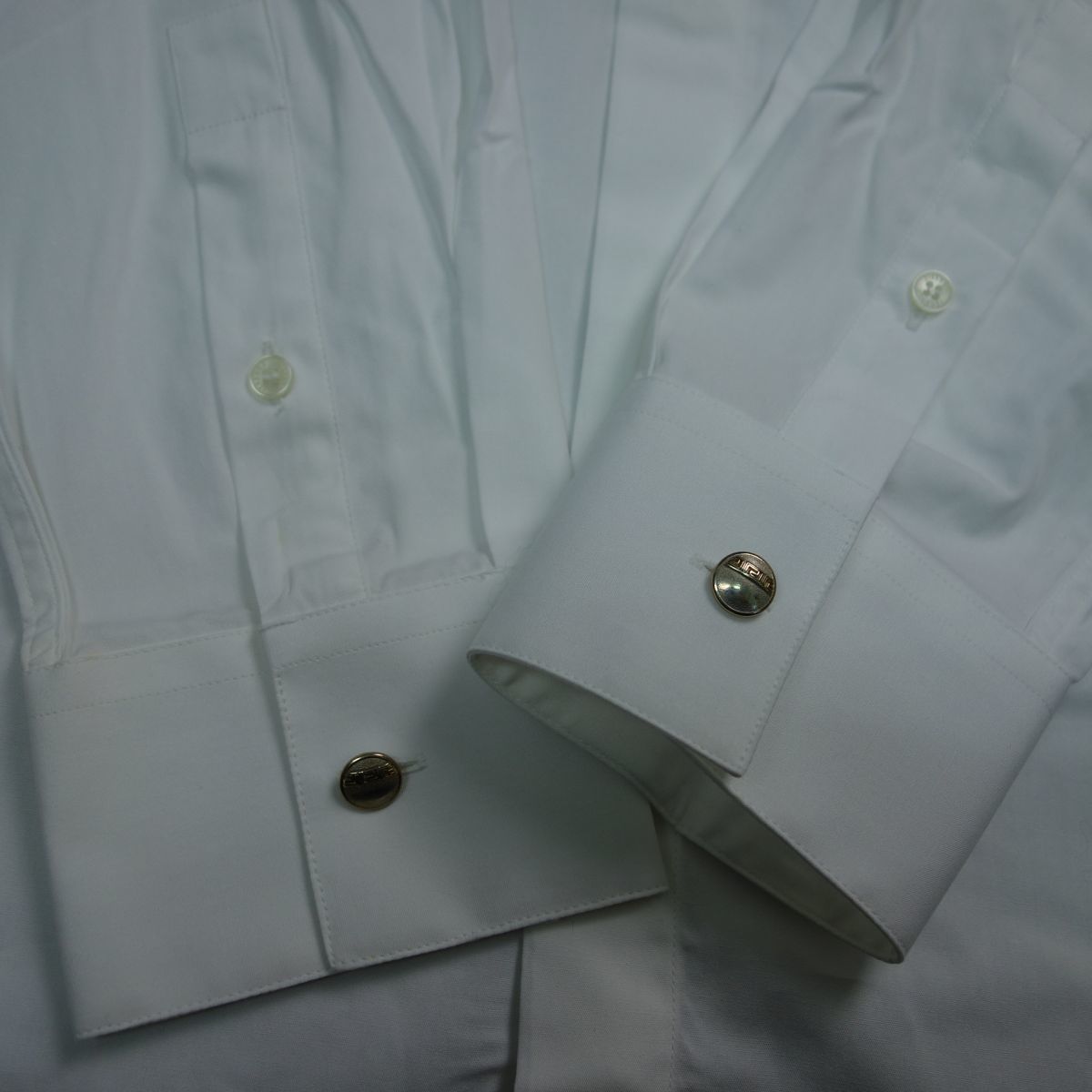 未使用タグ付 イタリア製 ヴェルサーチクラシック マオカラー 長袖ドレスシャツ Yシャツ 白 メンズ 44_画像4