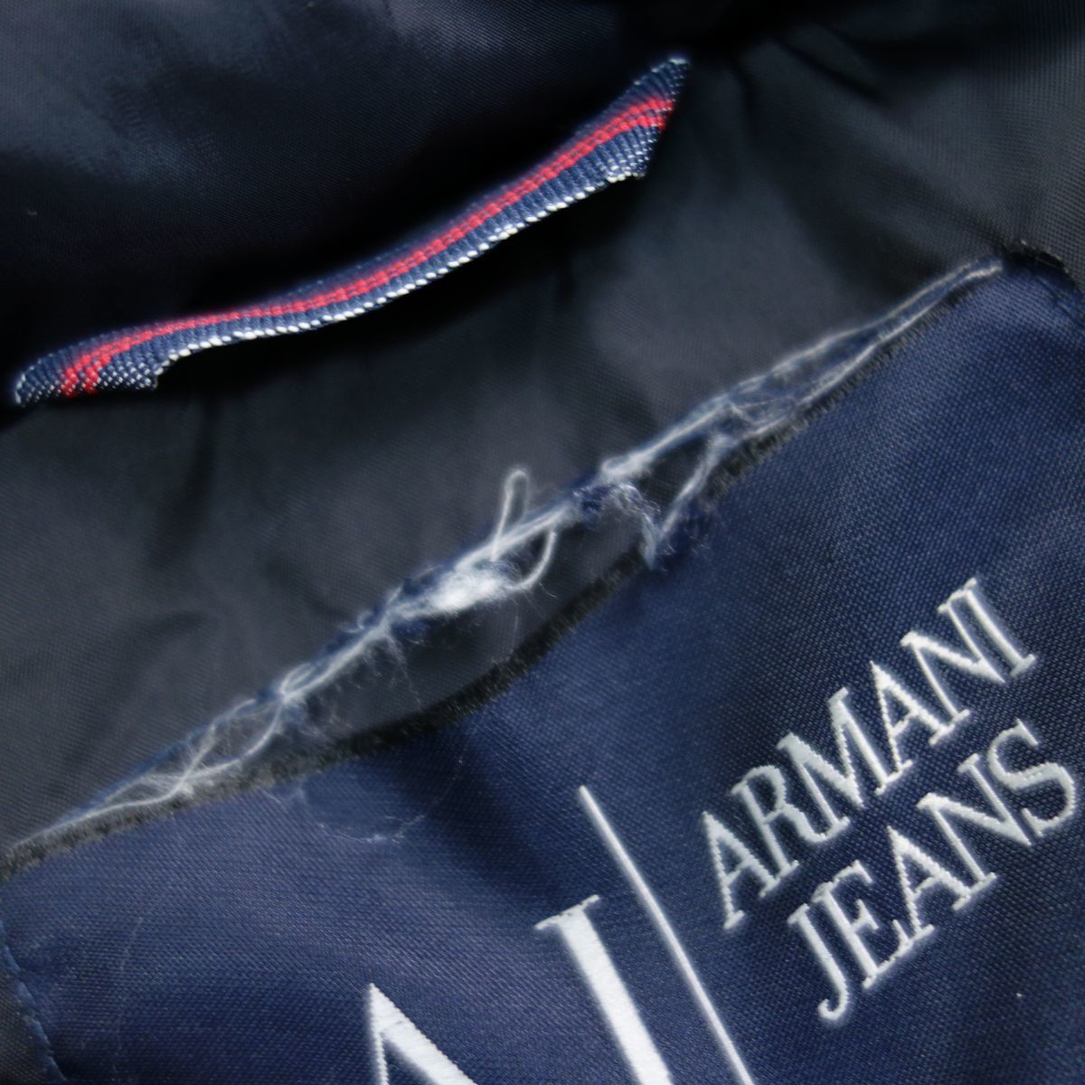 アルマーニジーンズ ARMANI JEANS ロゴ フード収納型 薄手ジャケット ブルゾン 黒 メンズ M_画像8