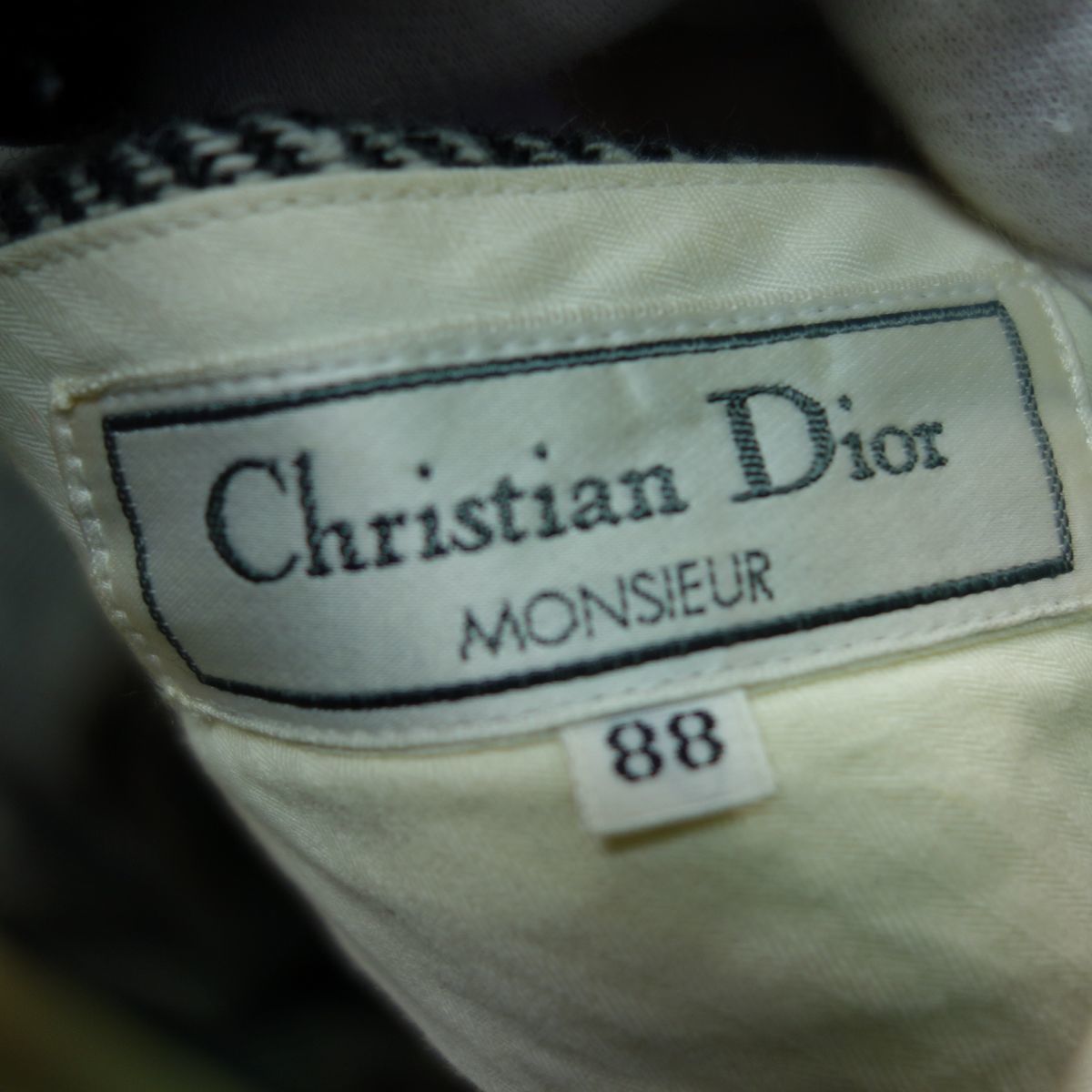 90s ヴィンテージ Christian Dior MONSIEUR クリスチャン ディオール ムッシュ ヘリンボーン 2タック スラックス パンツ メンズ 88_画像9