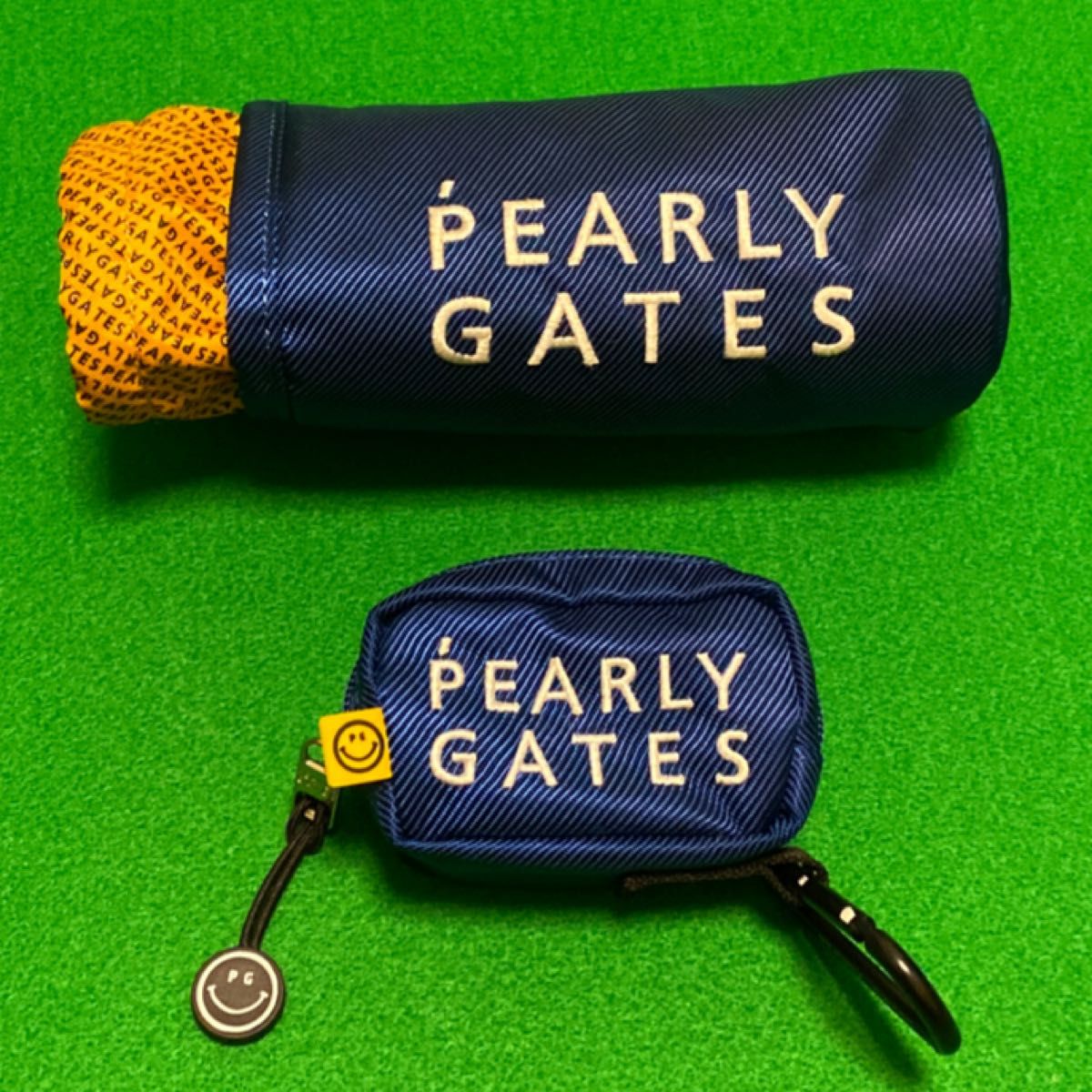パーリーゲイツ　 ボールポーチ&ペットボトルケース　ネイビーブルー　中古品　 PEARLY GATES