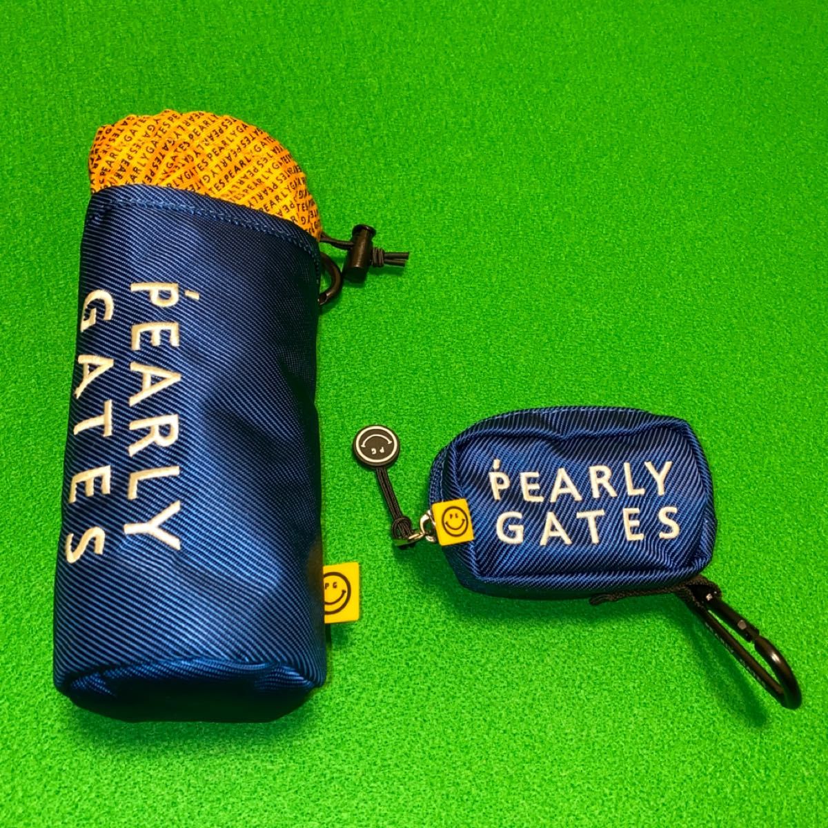 パーリーゲイツ　 ボールポーチ&ペットボトルケース　ネイビーブルー　中古品　 PEARLY GATES