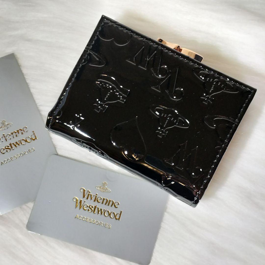 Vivienne Westwoodヴィヴィアンがま口三つ折り財布 黒 箱付き新品_画像8