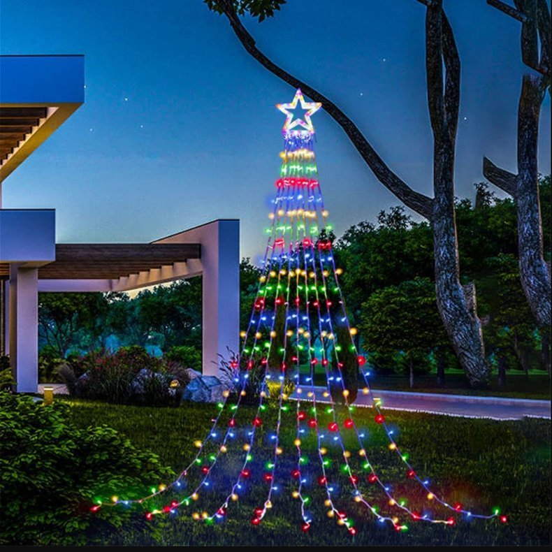 クリスマス用 LEDイルミ 星型 LEDライト 350球 飾り付け 8モード カーテンライト 屋内屋外兼用 つらら パーティー 新年祝日_画像5