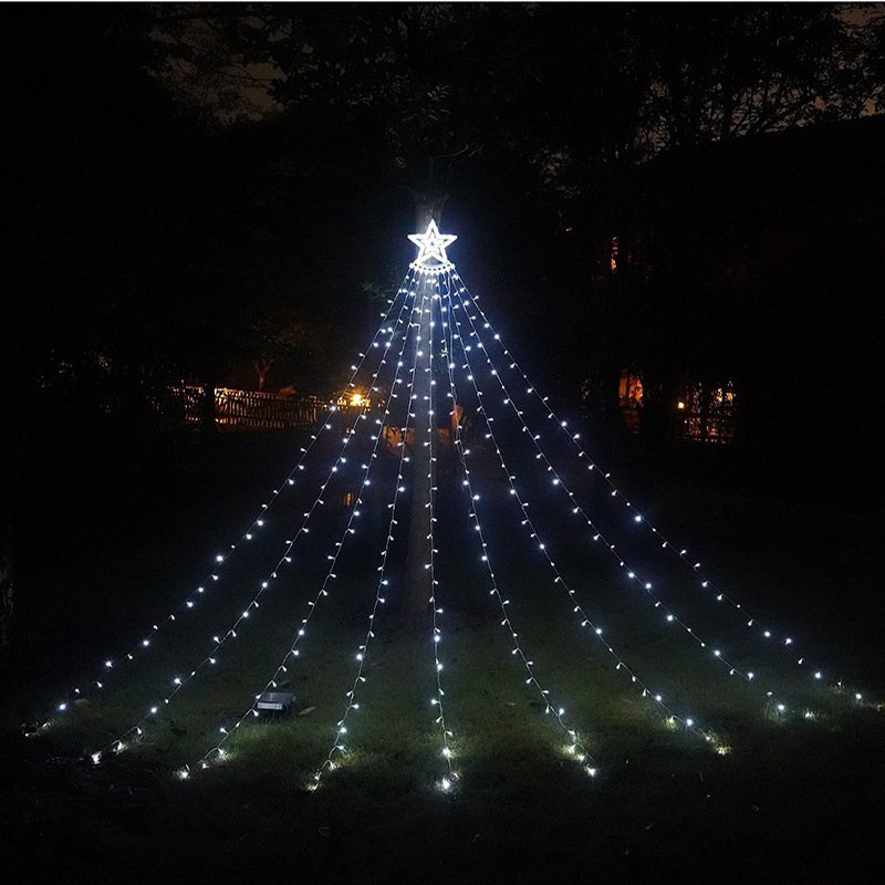 クリスマス用 LEDイルミ 星型 ナイアガラ LEDイルミネーション 飾り付け 8種点灯モード カーテンライト つらら 昼白色_画像1