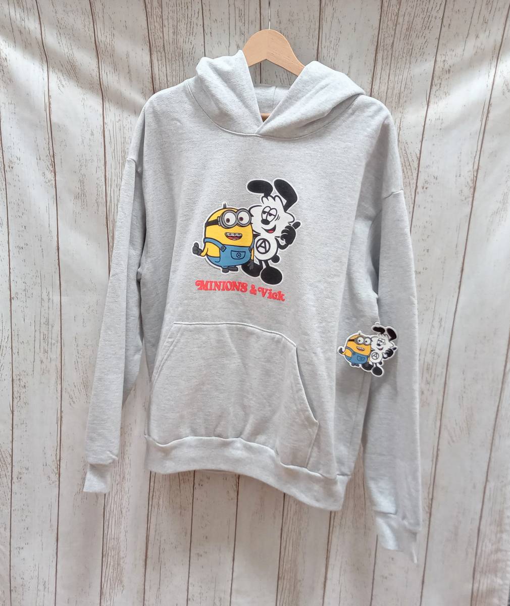 Wasted Youth × MINIONS × VERDY パーカー タグ付き MINIONS＆Vick サイズＬ グレー ウェイステッドユース ミニオン ヴェルディ メンズ