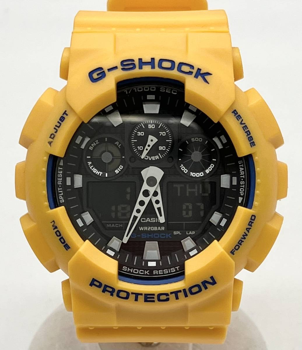 CASIO カシオ G-SHOCK ジーショック GA-100B デジタル アナログ イエロー クォーツ ラバーバンド 腕時計